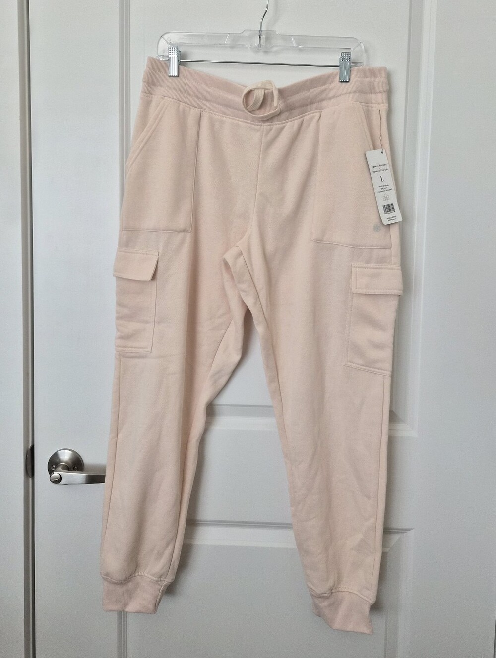 NWT Harmony Balance Cream Colored Soft Jogger Cargo Sweatpants Size Large